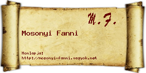 Mosonyi Fanni névjegykártya